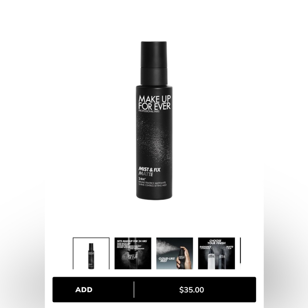 Makeup forever, light velvet air, finishing spray